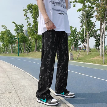Vīriešu Modes Modelis Džinsi Vīriešu Taisni Zaudēt Džinsa Bikses Harajuku Streetwear Bikses Cilvēks Gadījuma Džinsa Bikšu Baggy Jean Bikses