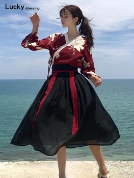 Retro Japāņu Stilā Vintage Haori Kawaii Meitenes, Sievietes Foral Kimono Kleita Puse Yukata Āzijas Apģērbu Svārki Vestidos Hanfu
