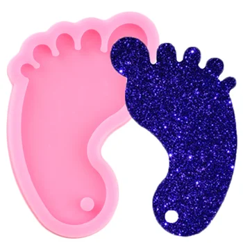 Spoži Glancēts Baby Foot Keychain Silikona Veidnē DIY Kaklarota Rotaslietas Epoksīda Sveķu Veidnes Amatniecības Piekariņi Kulons Polimēra Māla Veidnes