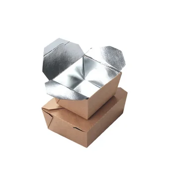 Vienreizējās lietošanas izolācijas kraftpapīrs kastes ar alumīnija folijas iepakojumu, takeaway salātu kaste