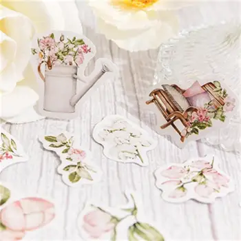 46 gab./iepak Lodziņā uzlīmes dārzu mākslas rozā un balti ziedi multi-stilu, radošo diy puses telts dekoratīvās blīvējuma uzlīmes