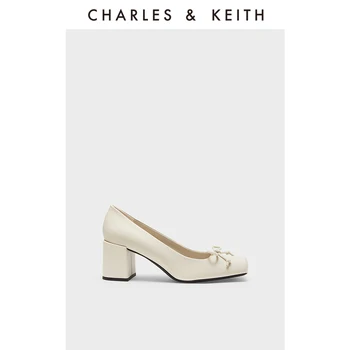 CHARLES＆KEITH Jaunas Ielidošanas Pavasara 2023 CK1-61720137 Modes kvadrātveida galvu chunky augstpapēžu kurpes sieviešu kurpes