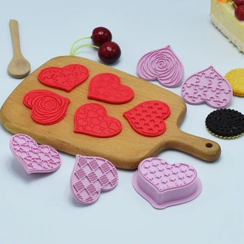 6 Gabali, Plastmasas Cepumu Veidņu Griešanas Pelējuma DIY Cepšanas Cookie Cookie Kuteris Pelējuma Cepšanas Piederumi Valentīna Diena