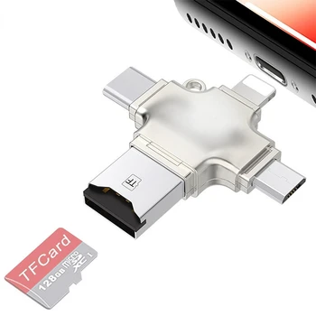 USB Karšu Lasītājs, USB OTG Zibens Tips Adapteris 4 1 TF SD Karšu Lasītājs