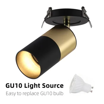 Vintage GU10 Maināmiem 6W Embeded LED Griestu Sliežu Downlight 360° Grozāms Baltā Melnā Zelta Vara Wall Spot Light