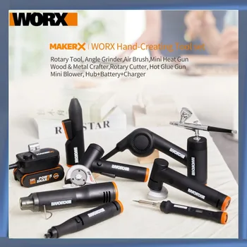 Worx 20V MakerX Instrumentu Komplekts Rotējošu Leņķa Slīpmašīna Gaisa Suku Siltuma Pistoli Wood &Metal Crafter Rotācijas Kuteris Karstās Līmes Pistoli Mini Ventilators
