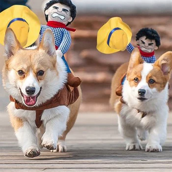 Jaunums Halloween Dog Kostīmi Mājdzīvnieku Apģērbu Kovboju Mērci Jaka Kažoki Suņiem Smieklīgi franču Buldogs Chihuahua Mopsis Apģērbi