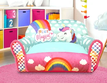 Mantojuma Kluba Unicorn Toddler Rozā Poliestera Pupu Maiss Dīvāns Krēsls