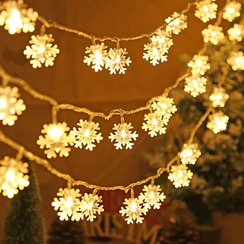 5M 6.5 M 7m Sniegpārslas LED String Gaismas Pasaku Gaismas Led Gaismas Saules-darbināt Vainags Jaunā Gada, Ziemassvētku Rotājumi Noel Navidad