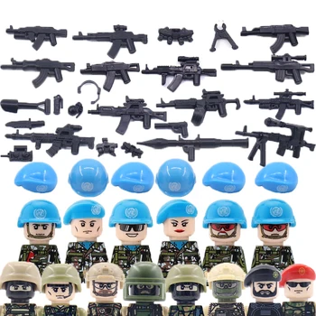 Mūsdienu Ķīniešu Ukrainas Karavīra Ķivere Celtniecības Bloku Militāro Figūras Police SWAT Ieročus, Pistoles Daļas, Ķieģeļu Rotaļlietas Bērniem