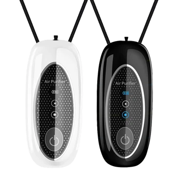 2 Gab Personas Valkājamas Mini Portatīvo 1100Mah Akumulatora Negatīvo Jonu Lavalier Karājas Kakla Gaisa Attīrītājs Melns+Balts