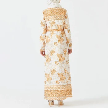 Vērtnes Garās Kleitas Sievietēm Abaya Dubaija O-apkakles Pilnu Piedurknēm Maxi Kleita Drukāt Izsmalcinātu Etnisko Musulmaņu Apģērbu Modes 2022
