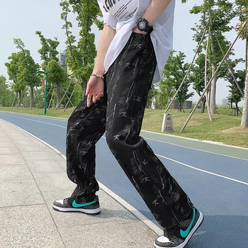 Vīriešu Modes Modelis Džinsi Vīriešu Taisni Zaudēt Džinsa Bikses Harajuku Streetwear Bikses Cilvēks Gadījuma Džinsa Bikšu Baggy Jean Bikses
