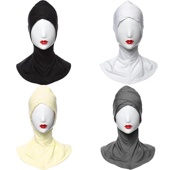 4 Gab. Musulmaņu Sieviešu Hijab Islāma Bolero Femme Vadītājs Scarvs Mini Full Cover Vāciņus Arābija Dāma Tīrtoņa Krāsu Kravu Turban Iekšējo Šalle