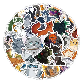 50gab Warriors Kaķi Karikatūra Uzlīmes Cute Dzīvnieku Anime Grafiti Uzlīmes DIY Klēpjdatoru Tālrunis Plānotājs PVC Jautri Bērniem, Uzlīmes, Rotaļlietas