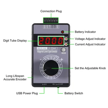 Regulējams 4-20mA Signāls Ģeneratora Strāva Analog Simulators 0-10V/0-22mA Signāla Avotiem Vērtību Pielāgošana PLC