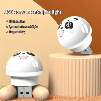 USB Spraudni LED Nakts Gaisma Karikatūra Vārda Panda Mini Nightlights Acu Aizsardzība Lasot Grāmatu Spuldžu Dekoratīvajām Lampām