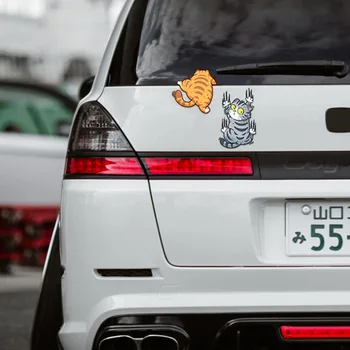 Auto Uzlīmes Creative 3D Kaķis Smieklīgi, Auto Virsbūves Skrāpējumiem Maskēšanas Uzlīmes Dzīvnieku Stils Koferu Uzlīmes Apdare Auto Piederumi