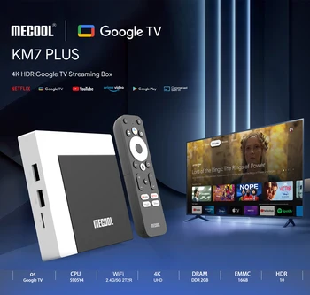 Sākotnējā Mecool KM7 Plus Android 11 TV Kastē Amlogic S905Y4 Google Sertificēto Balss AV1 4K 60pfs 5G Wifi Home Media Player Prefiksu