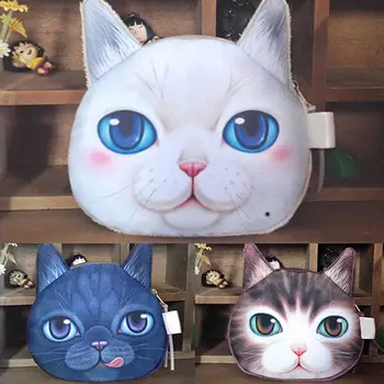 Funny Kaķis Sejas, Galvas Drukāt Mini Monētu Soma, Maks, Makā Rāvējslēdzēju Kabata Bērniem Dāvanu