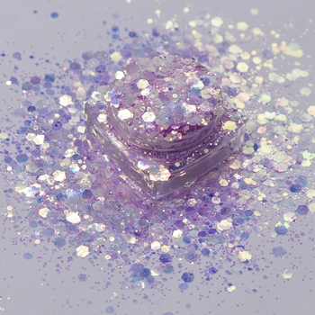 PrettyG 10g Iepakojums Augstas Dzirksti gaismu atstarojoša Chunky Maisījumi Mirdzēt Opal Vizuļi par DIY Māksla Nagu Grims Apdare NC