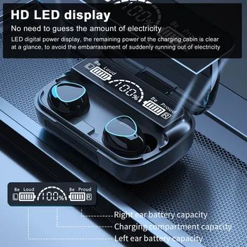 Bezvadu Bluetooth Austiņas HD Stereo Austiņu Sporta Austiņas Ar Dual Mic un LED Displejs 2000Ah Akumulatora Uzlādes Gadījumā