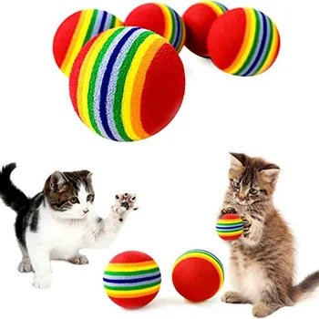Varavīksnes EVA Kaķis Rotaļlietas Bumbu, Suņu Košļājamās Rotaļlietas EVA Bumbu Kaķis Rotaļlietas Interaktīvas Apmācības Bumbu Pet Rotaļlietas Pet Produktu Kaķēns Pet Piegādēm