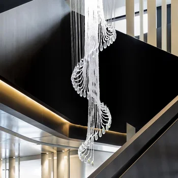 Piekariņu Gaismas Mūsdienu Kristāla Spirāli Villa Halle Dzīvojamā Istaba Mākslas Dizaina Ilgi Karājas Lampas LED Griestu Staircaseing