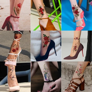 12Pcs/Daudz mazo rokas tetovējumu uzlīmes čūska butterfly ziedu fox tauriņš anime pagaidu tetovējumiem uzstādīt sexy sievietēm, vīriešiem, pieaugušajiem