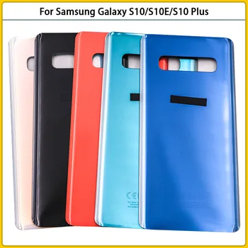 Jaunā Samsung Galaxy S10 / S10 Plus G973 G975 Akumulatoru Atpakaļ Vāciņu Stikla Paneli S10E Aizmugurējās Durvis Mājokļu Gadījumā Kameras Objektīvs Aizstāt