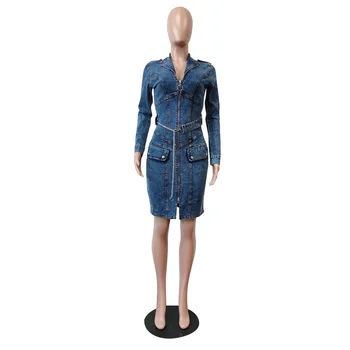 2023 Sieviešu Pavasara Y2K Drēbes Jean Jaka Sexy Džinsa Kleita Streetwear Gadījuma Elegants Luksusa garām Piedurknēm Modes Mini Kleitas