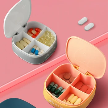 Tableti Gadījumā Tabletes 4 Apjozt Medicīna Tableti Organizētājs Narkotiku Kapsulu Plastmasas Storage Box Divider Ceļojumu Uzglabāšanas Kaste