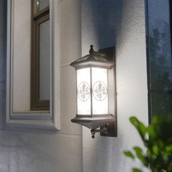 SOURA Āra Solar Sienas Lampa, Radošumu Ķīnas Kafijas Sconce Gaismas LED Ūdensizturīgs IP65 Home Villa Balkons Pagalmā