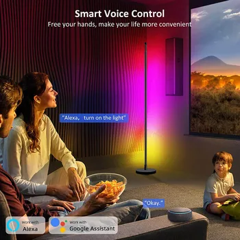 120cm Dzīvojamā Istaba Regulējamas, Stūra Grīdas Lampu Stāvēt Smart APP Kontroles RGB LED Galda Gaismas Guļamistabai Ziemeļvalstu Interjera Apgaismojums