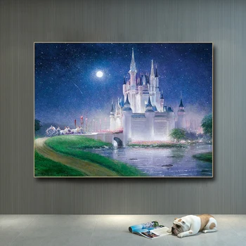 Disney Cartoon Pasaku Pils Pasaulē, Wall Art Audekls Gleznošanai Ziemeļvalstu Plakāti un Izdrukas Sienas, Attēlus Dzīvojamā Istaba Dekori