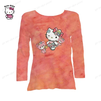 Hello Kitty Multfilmas 3D Iespiesti Sieviešu T-Krekls Rudens Jaunas garām Piedurknēm T-Krekls Sieviešu Modes Apģērbu Personības Harajuku Augšu