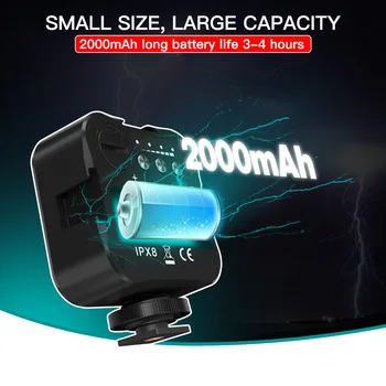 30m Ūdensizturīgs RGB LED Video Gaisma Mini Kameras 5500K Gaismas Intensitāti ar Aukstu Apavu Mount Kameras Statīvs Vlog tiešraide