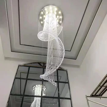 Piekariņu Gaismas Mūsdienu Kristāla Spirāli Villa Halle Dzīvojamā Istaba Mākslas Dizaina Ilgi Karājas Lampas LED Griestu Staircaseing