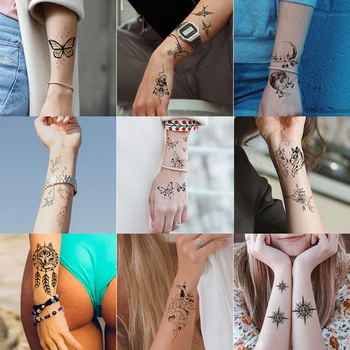 12Pcs/Daudz mazo rokas tetovējumu uzlīmes čūska butterfly ziedu fox tauriņš anime pagaidu tetovējumiem uzstādīt sexy sievietēm, vīriešiem, pieaugušajiem