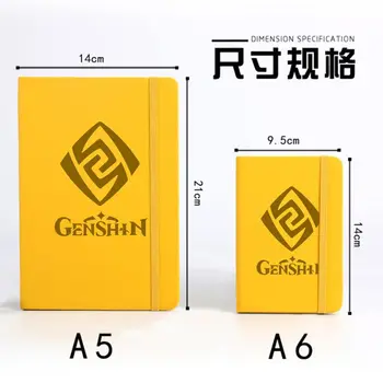 Genshin piezīmju grāmatas un žurnāli Portatīvo maziem Acu Dieva Vienkāršu, vienkrāsainu A5/A6 vēstnesis grāmatiņa pārsējs Dāvanas draugiem