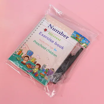 4 Books/Komplekti Burvju burtnīcas, Atkārtoti Bērnu Rotaļlietas Rakstīt angļu valodā, Ciparus un Burtus Montessori 3D Kaligrāfijas