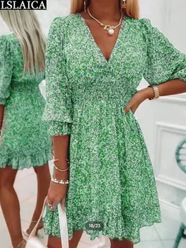 Vasaras V Kakla Mini Kleita ar Ziedu Sieviešu Luksusa Kleitas 2023 Boho Beach Brīvdienu Gadījuma Elegantu Vasaras Modes Elegants Apģērbs
