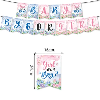 Dzimumu Atklāj Meitene vai Zēns Lateksa Balonu Bērnu Duša un Vienreiz lietojamo Trauku Dzimšanas dienas svinības karoga kausa plāksnes salmu Bērnu Rotājumi