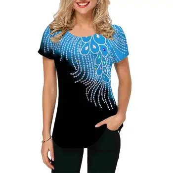 Modes Sieviešu Blūze 2023 Vasaras 3D Slīpums Drukāšanas Īsām Piedurknēm Topi, t-veida, Ikdienas Ikdienas Sieviešu T-krekls Lielgabarīta Y2k Apģērbtu