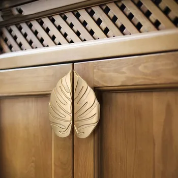 1 mēbele, aparatūras durvju rokturi lapu-veida skapji, atvilktņu rokturi virtuves skapī retro mēbeļu rokturi