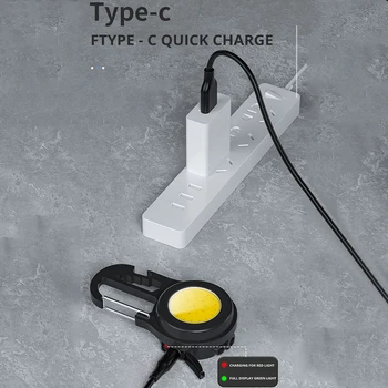 Lampe de poche LED d'urgence Uzlādējams, forte magnétique, Mini lampe de travail Portatīvo, COB lumineux, plenērs, porte-clés