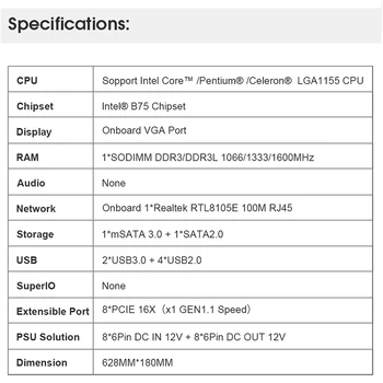 JINGSHA Jaunu ETH-B75 Ieguves Mātesplati B75 8PCI-E 65MM Pamatplatē, kas Atbalsta DDR3 Atmiņas Ram Ar CPU Ventilators LGA 1155 Kriptogrāfijas Mobo