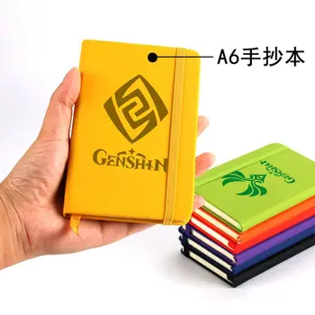 Genshin piezīmju grāmatas un žurnāli Portatīvo maziem Acu Dieva Vienkāršu, vienkrāsainu A5/A6 vēstnesis grāmatiņa pārsējs Dāvanas draugiem