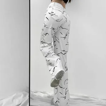 S-5XL Zebra Džinsi Sieviešu Džinsa Augsts Viduklis Plats Kāju Modes korejiešu Stilā Джинсы Mazgā Vintage Streetwear Visu maču Pavasara Baggy