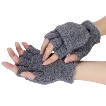 Ir 2021. Ziemā Silts Sabiezējums Vilnas Cimdi Adīti Flip Fingerless Elastīgu Pakļauti Pirkstu Biezi Cimdi (Pirkstaiņi Vīrieši Sievietes Cimdu